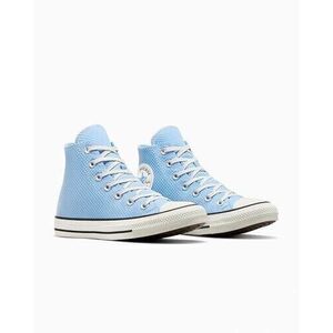 Chuck Taylor All Star Checkered High Top Shoe Women's Size 8 Lt Blue/Egret/Black